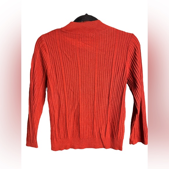 MNG Orange Ribbed High Neck Long Sleeve Sweater Size Small - Picture 5 of 7